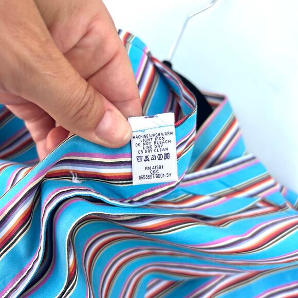 Ralph Lauren Men’s Purple Label Striped Button Down Turquoise Cotton XL Teal - Picture 11 of 11